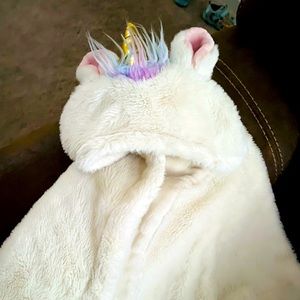 Unicorn little miracle white baby blanket